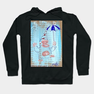 Umbrella Clown on Blue Hoodie